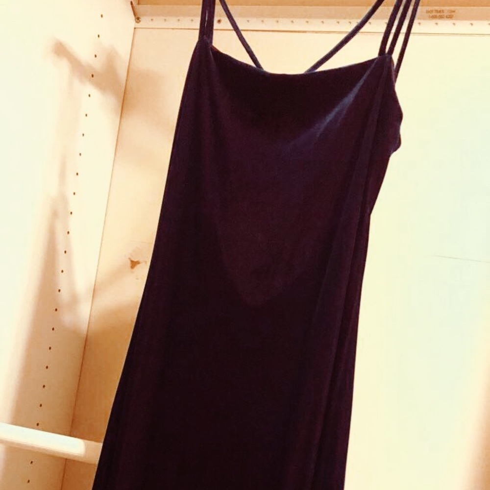 Strappy purple prom dress